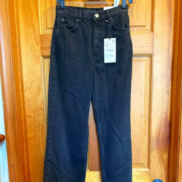 Zara Jeans Nwt Zara High Rise Fulllength Wide Leg Black Jeans